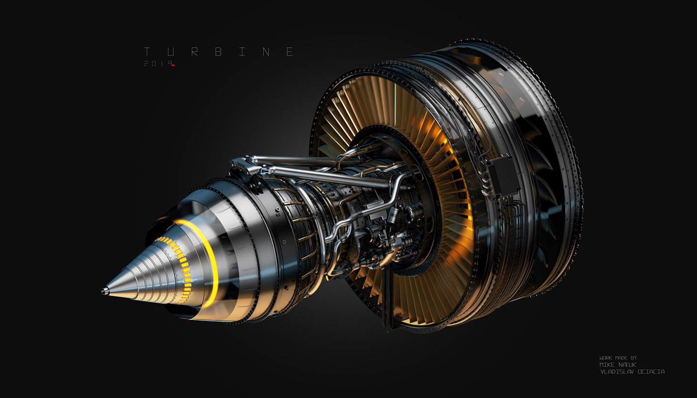 Aircraft Turbine Space  detailed modeling high-poly sci-fi Real Technology plane