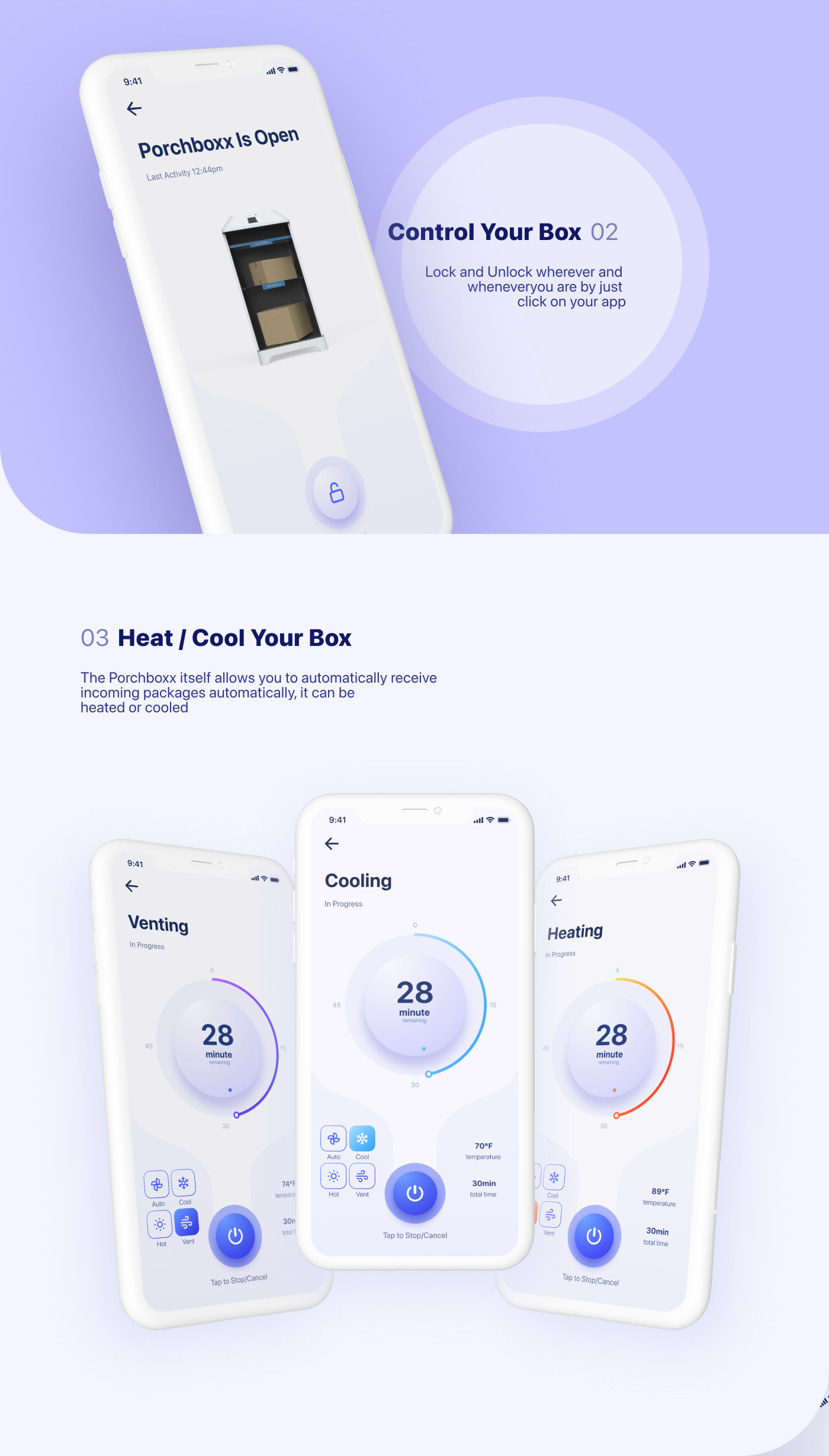 app design Interface minimalist UI ux automatic box electronic package