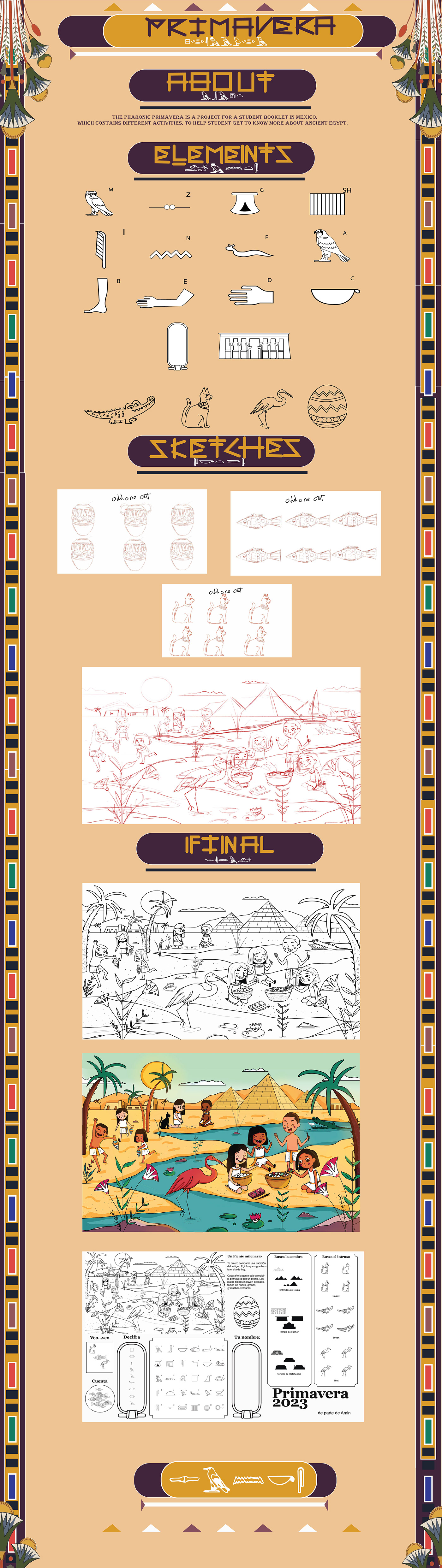 primavera children illustration Children's Books 2d Illustration adobe illustrator pharonic ancient egypt