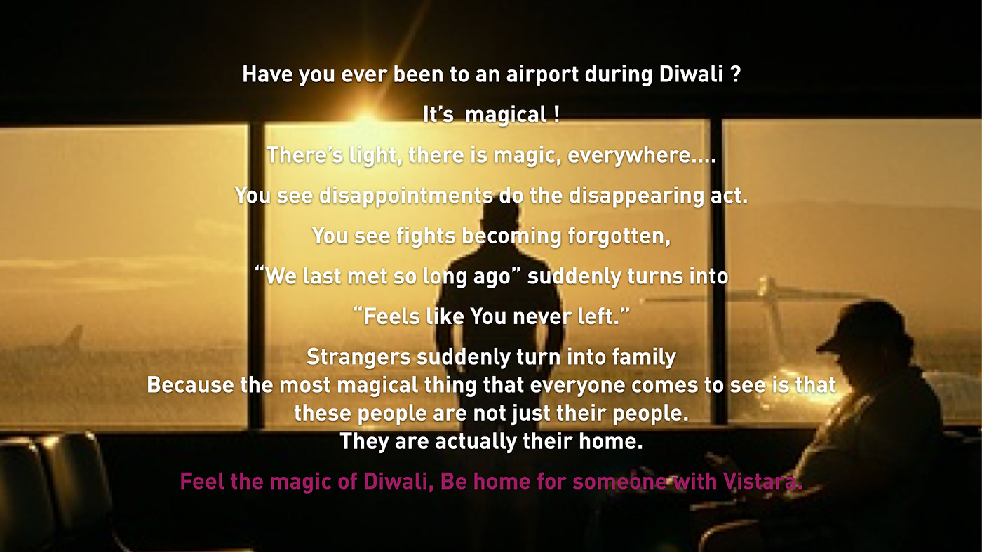 Vistara Airlines Diwali Treatment pitch deck Advertising  festival Homecoming
