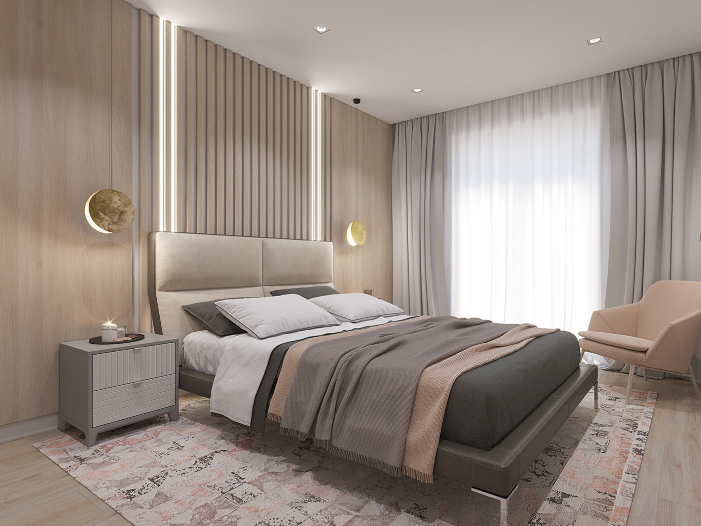bedroom design furniture design  peach colour