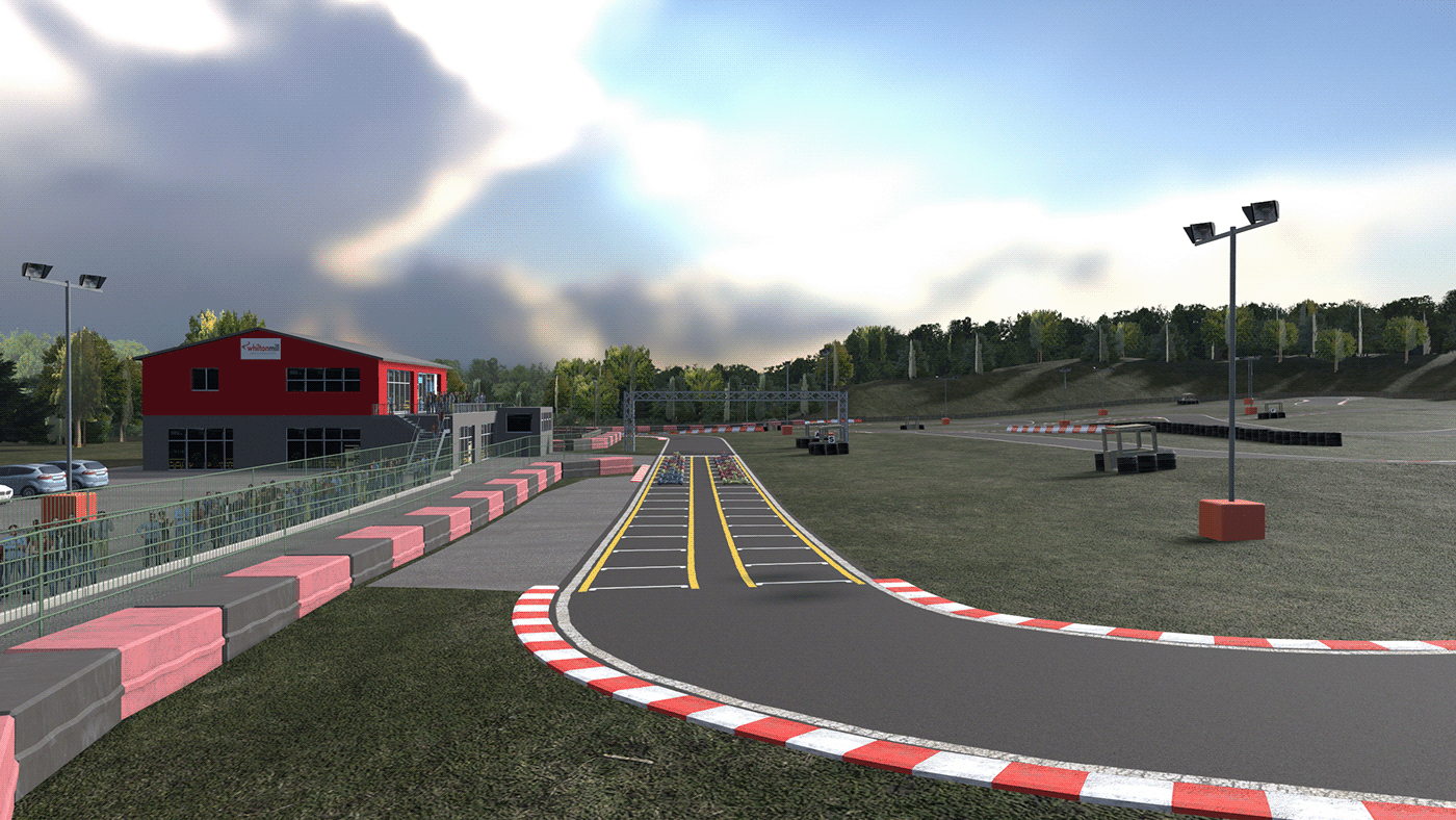 Assetto Corsa environment Game Art game environment Game Level Design karting level map Racing road 3d modeling