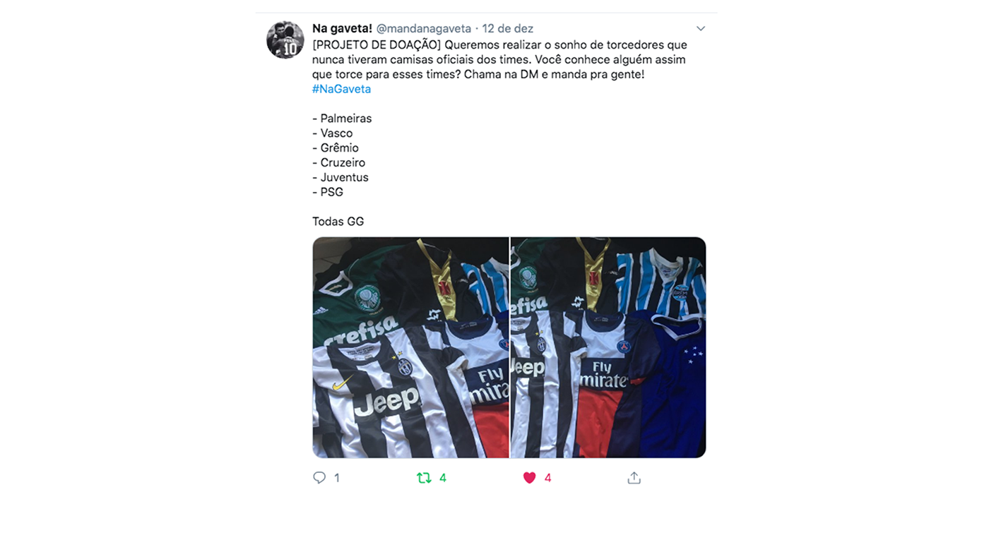 futebol Gaveta GOL doação Camisas de time Esporte twitter