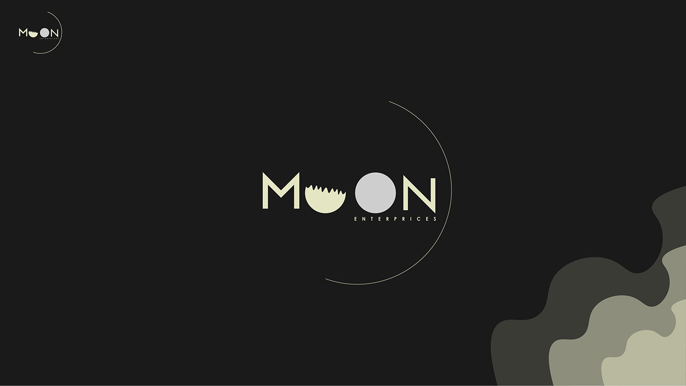 Moon text in moon shine, there are 2 moon in text taht present moon, the logo is so satasfying 