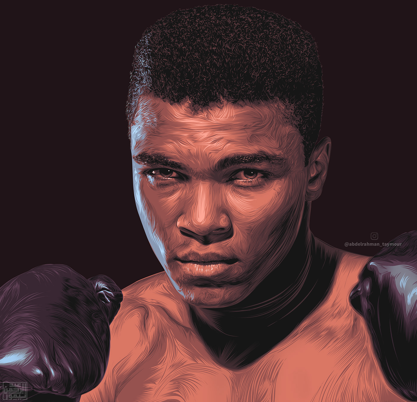 Details the drawing artwork "Digital art (vector art)" | Muhammad Ali art work