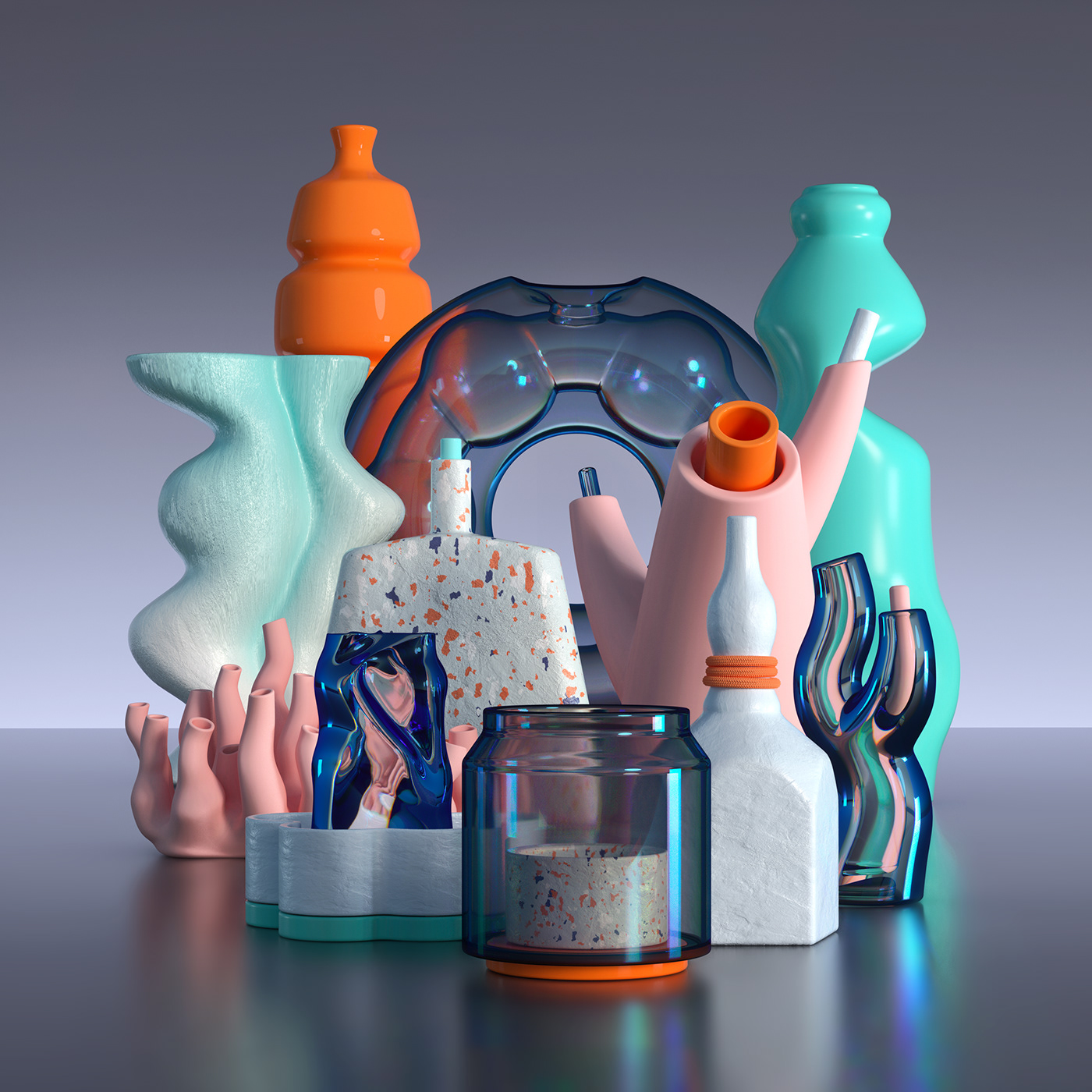 3D abstract Pottery organic modelling singapore c4d image visual octane