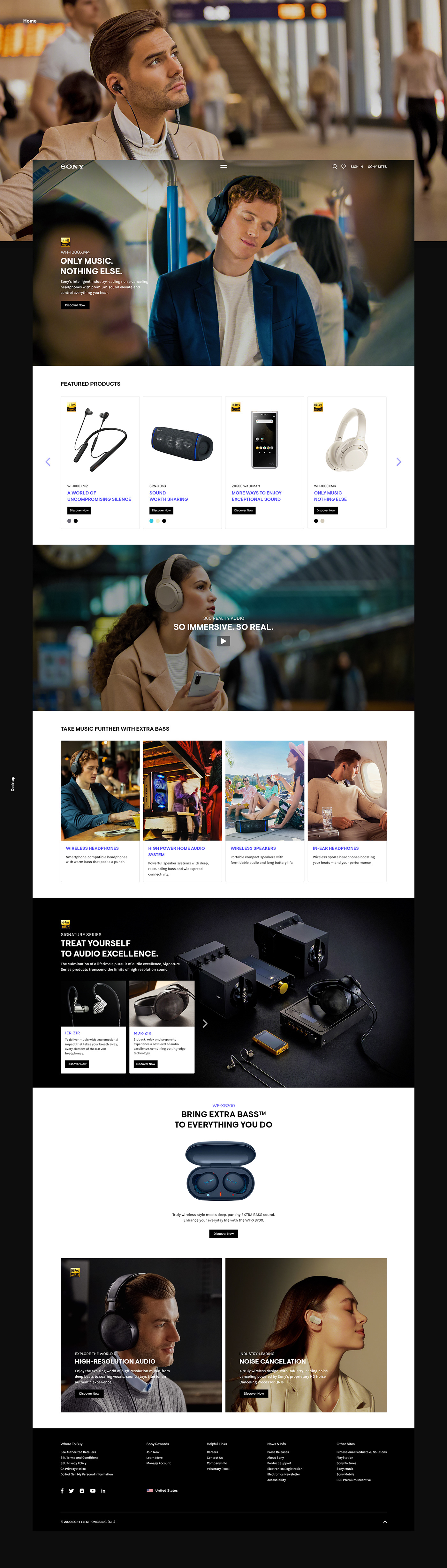 Audio Interaction design  redesign shop Sony UI UI/UX ux Web Design  Website