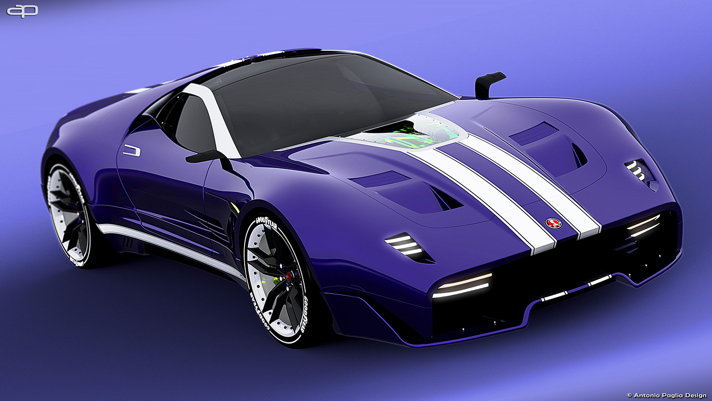 muscle car car design sportcar shelby america usa route66 design Render sketch