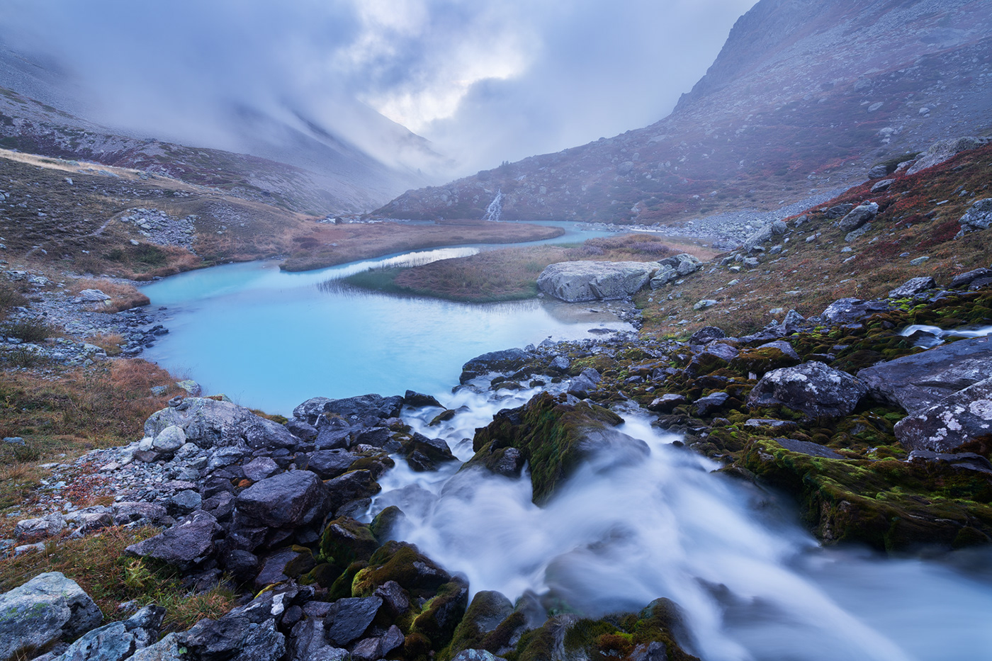 autumn glacier lake Landscape mountains Nature solitude reflection snow valley