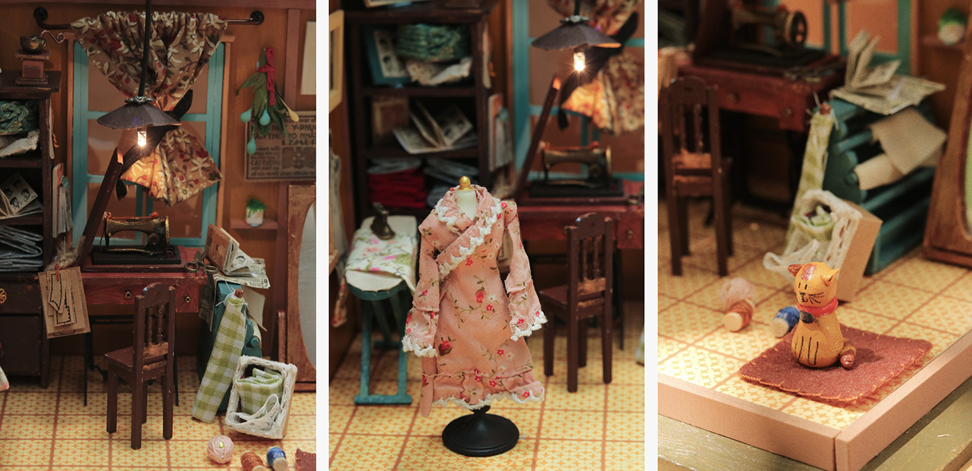 Miniature indochine tailor sewing craft tonkin vietnam Ao dai nostalgic motion