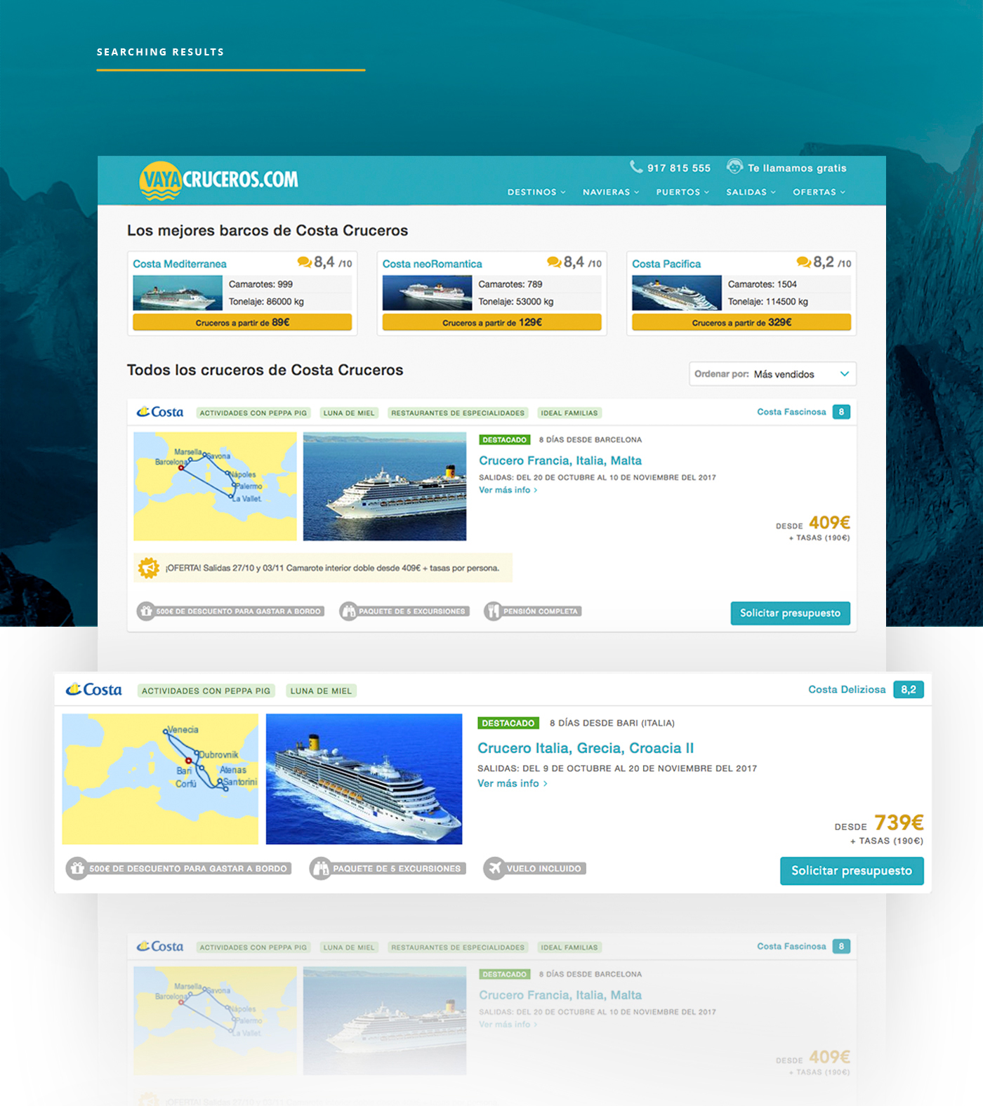 Booking cruise Responsive Website app Travel vacation ux UI