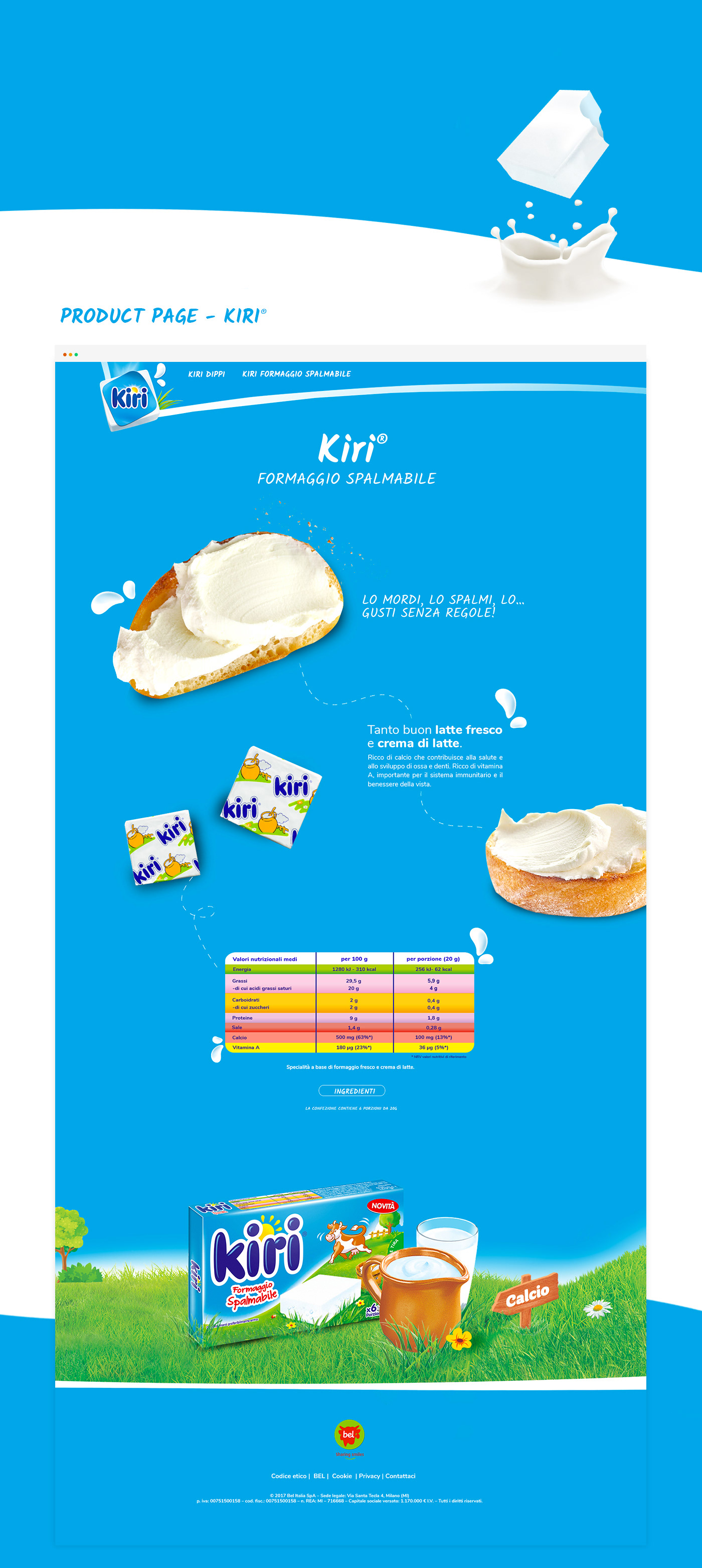 kiri Cheese Website design interaction snack modern fresh Webdesign pantone