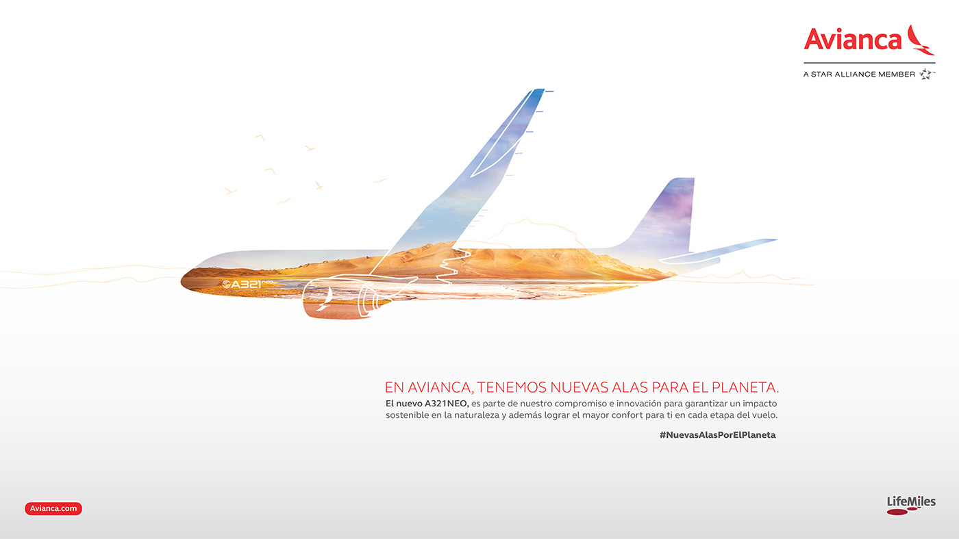 Avianca airline A321NEO A321 design eco new graphic design  Art Director Advertising 