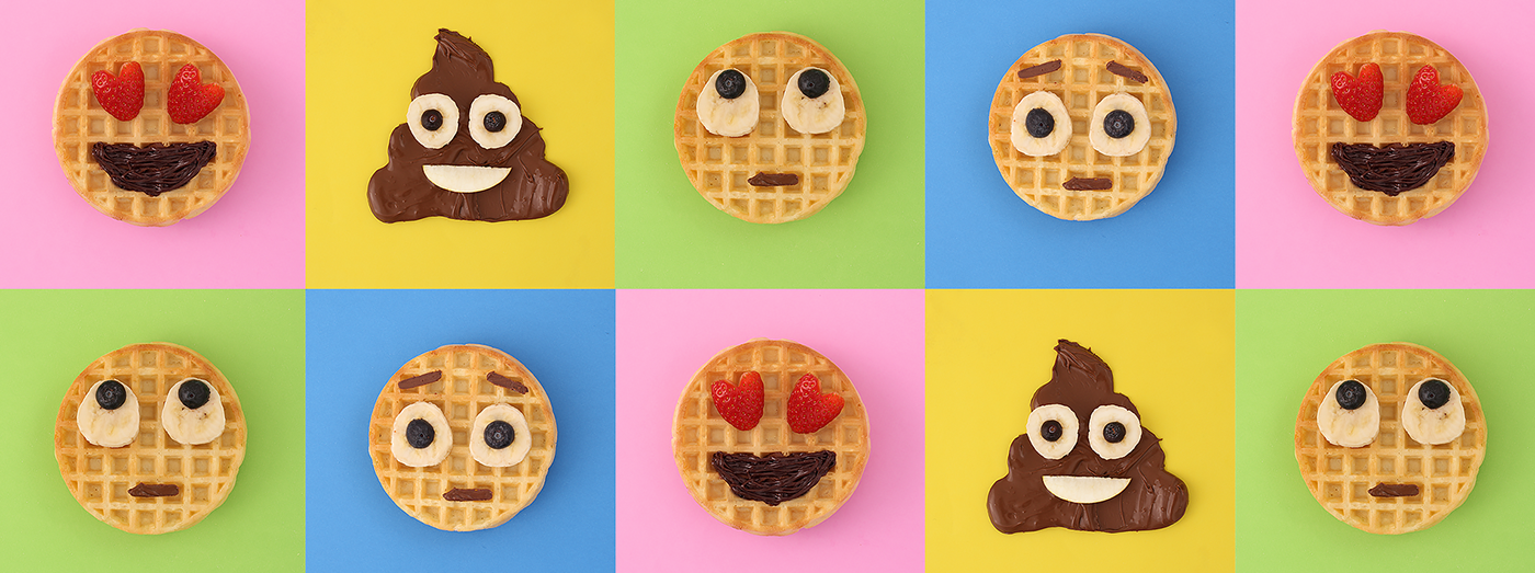 FORNO DE MINAS nutella food art Emoji comida digital funny food styling comida divertida Food Styling - funny and creative emoji food WhatsApp waffle waffle eggo chocolate