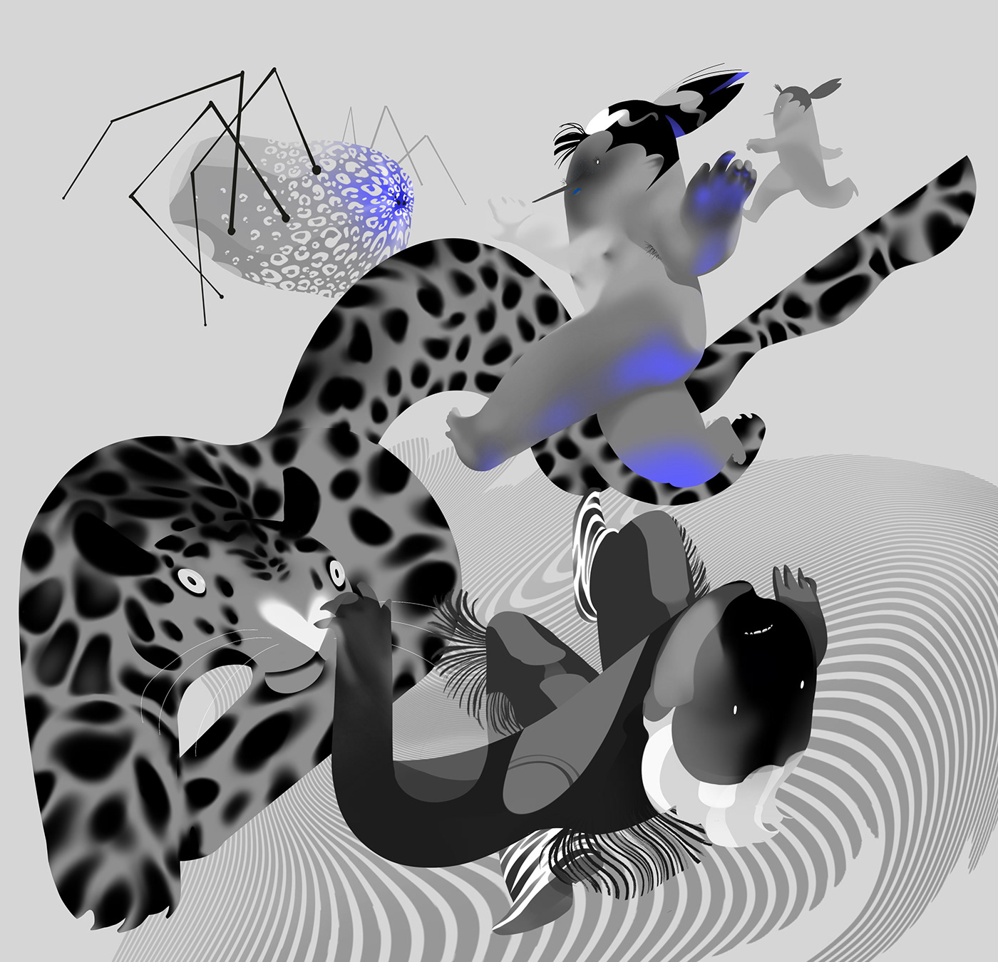 digital ILLUSTRATION  leopard levitation