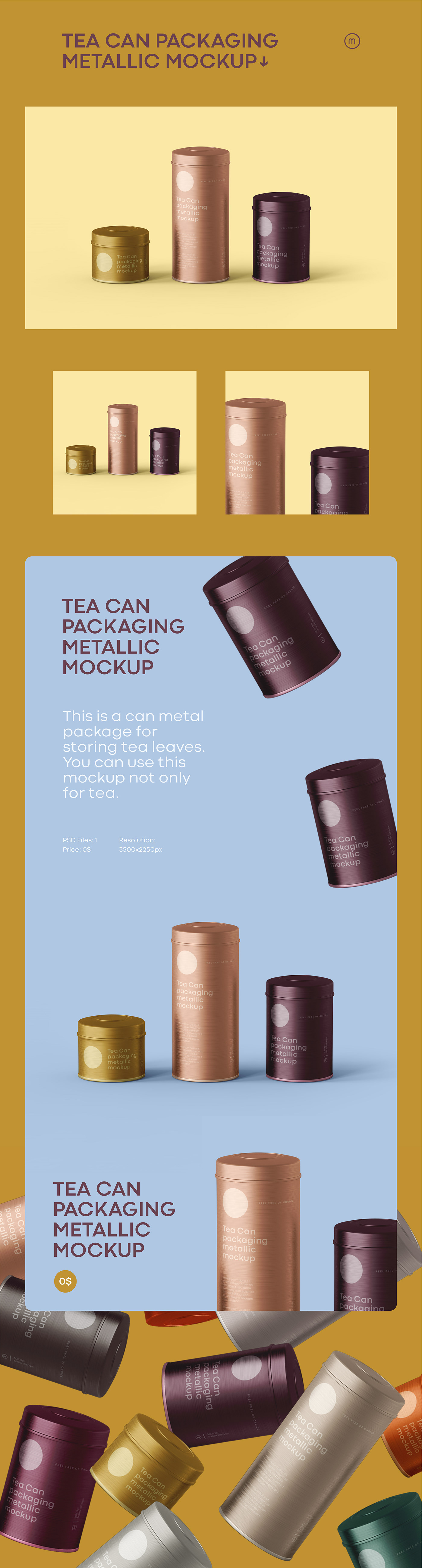 tea metal Packaging freemockup