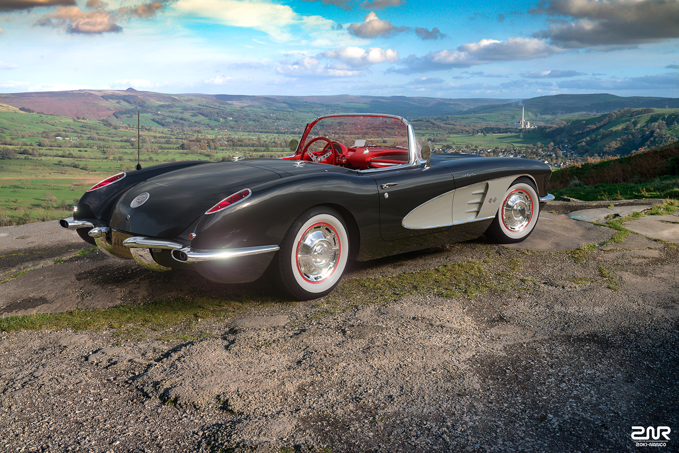 #3d #cg #cgi #render #chevrolet #corvette #c1 #1960 #racing #custom #unique #track #wide #performance #road #luxury #vintage #classic #timeless