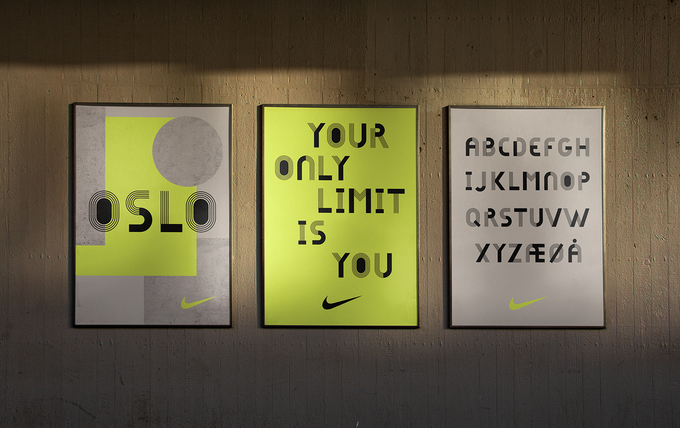 typography   Nike poster store font motion design norway type shop