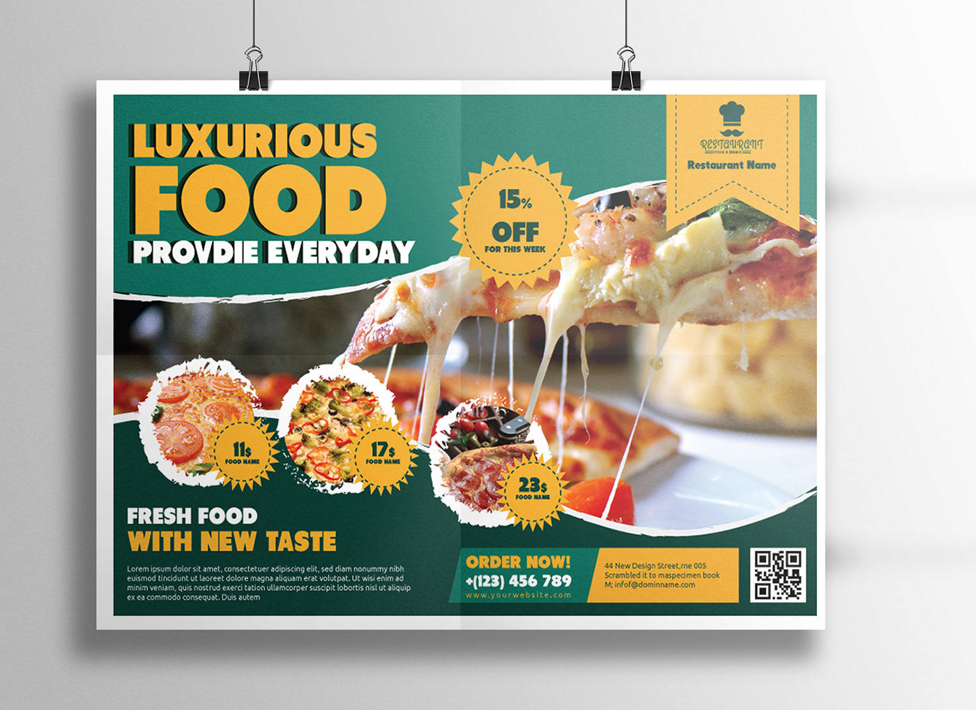 Fast Food Menu Free Poster Template for Photoshop and Illustrator!