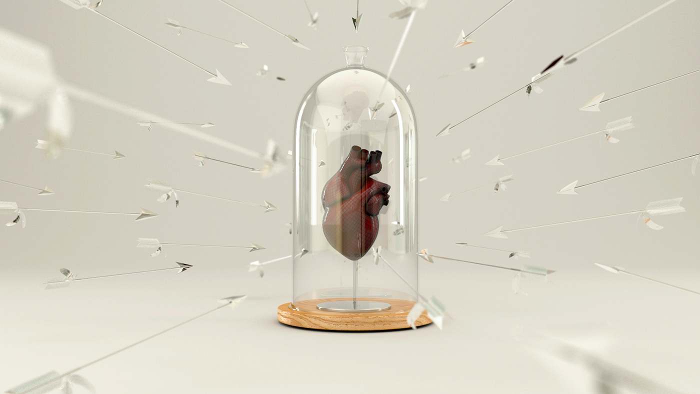 arnold c4d heart arrow glass cinema 4d r18 rendering lighting modelling