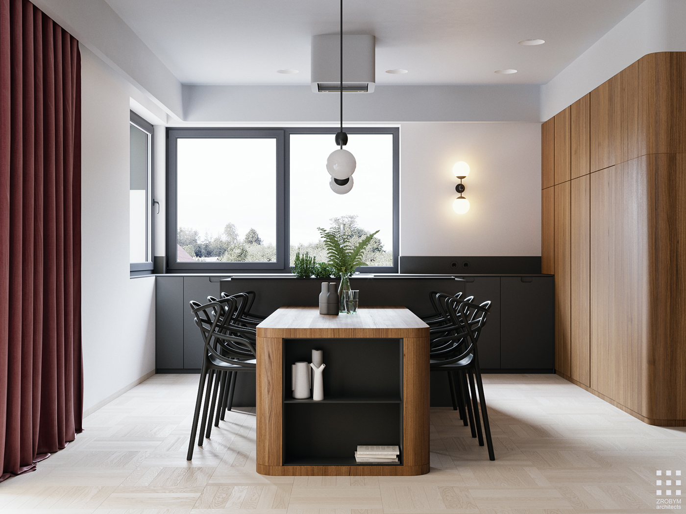 Interior modern design kitchen visualization CG Render CoronaRender 
