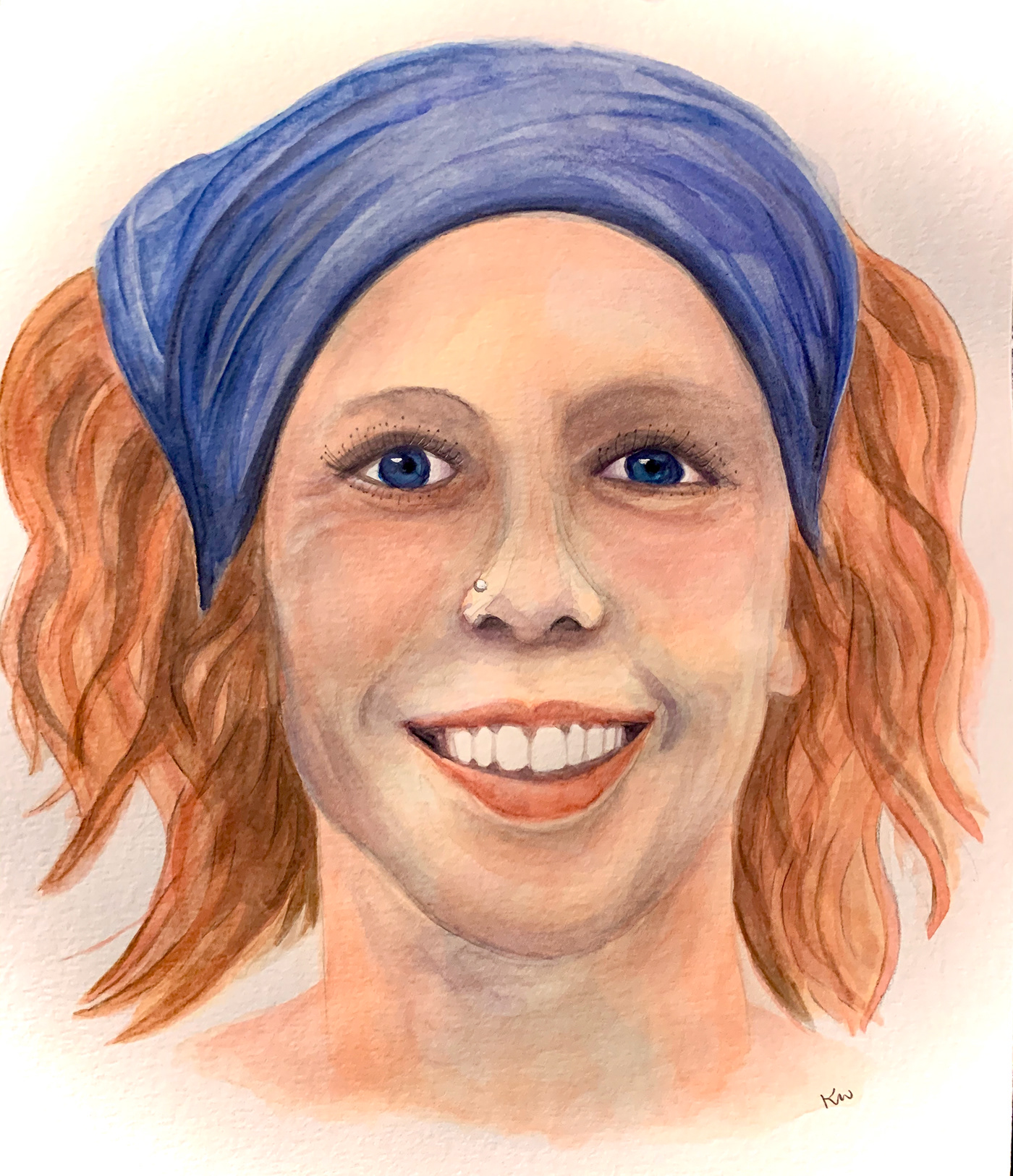 portrait smile watercolor watercolour woman