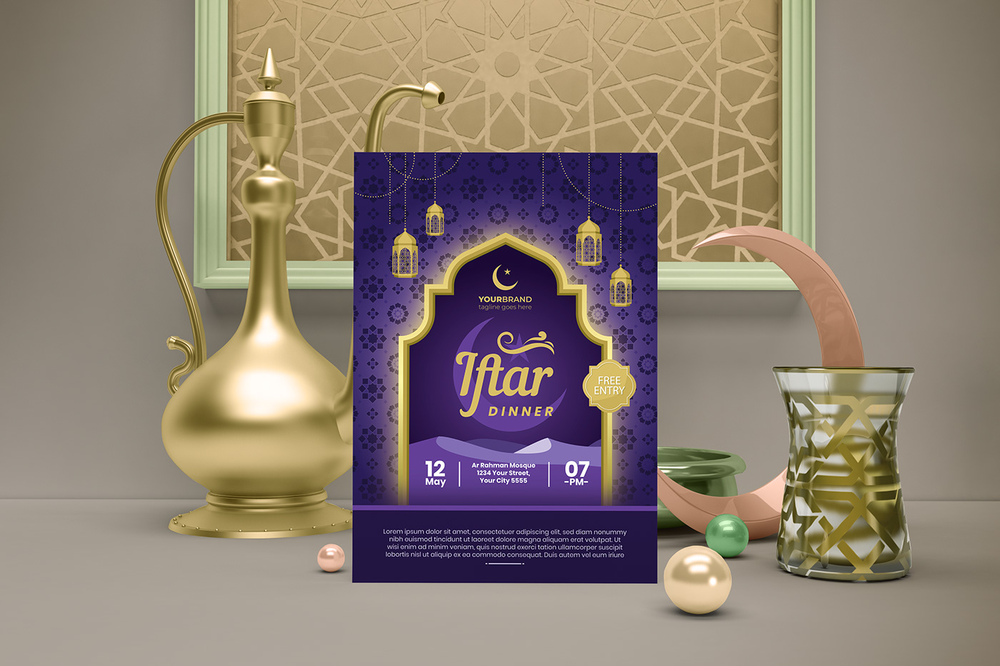 design Eid flyer flyers iftar Iftari kareem party ramadan ramzan