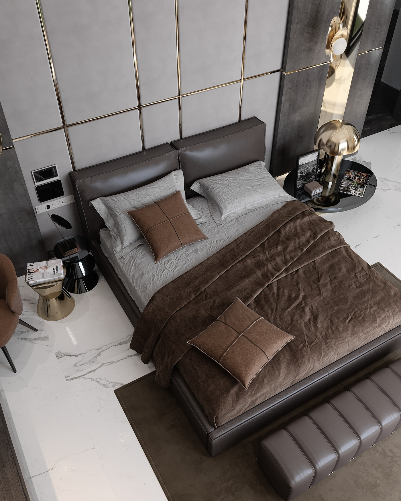 3dmax bed bedroom contemporary corona design interior design  modern