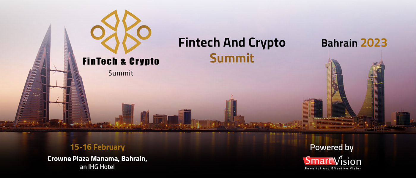 Fintech crypto cryptocurrency summit Bahrain Advertising  montage Social media post banner manama
