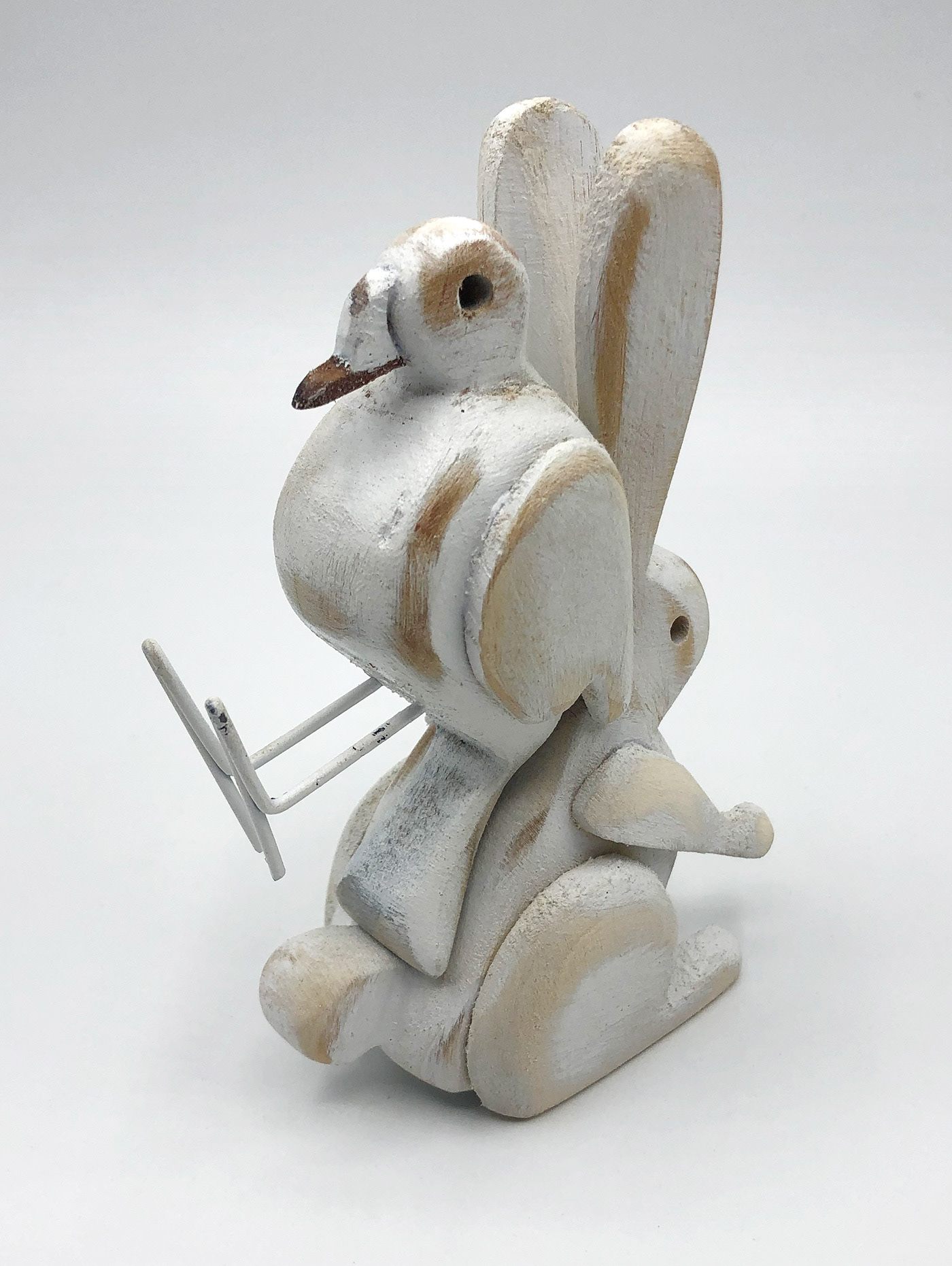 art design pigeon rabbit wood wood art