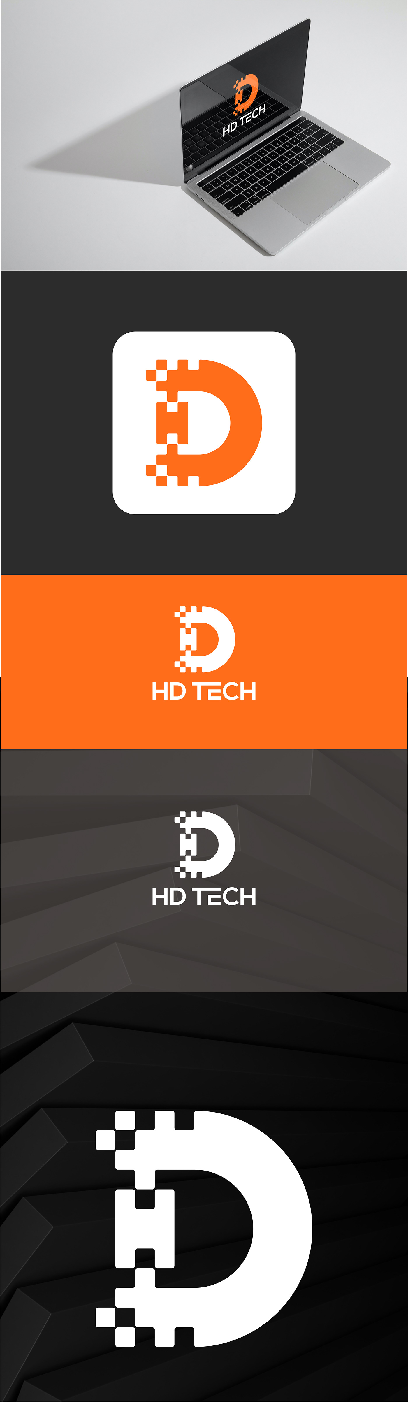 HD letter tech pixel Logo Design - D +H Pixel Modern Log