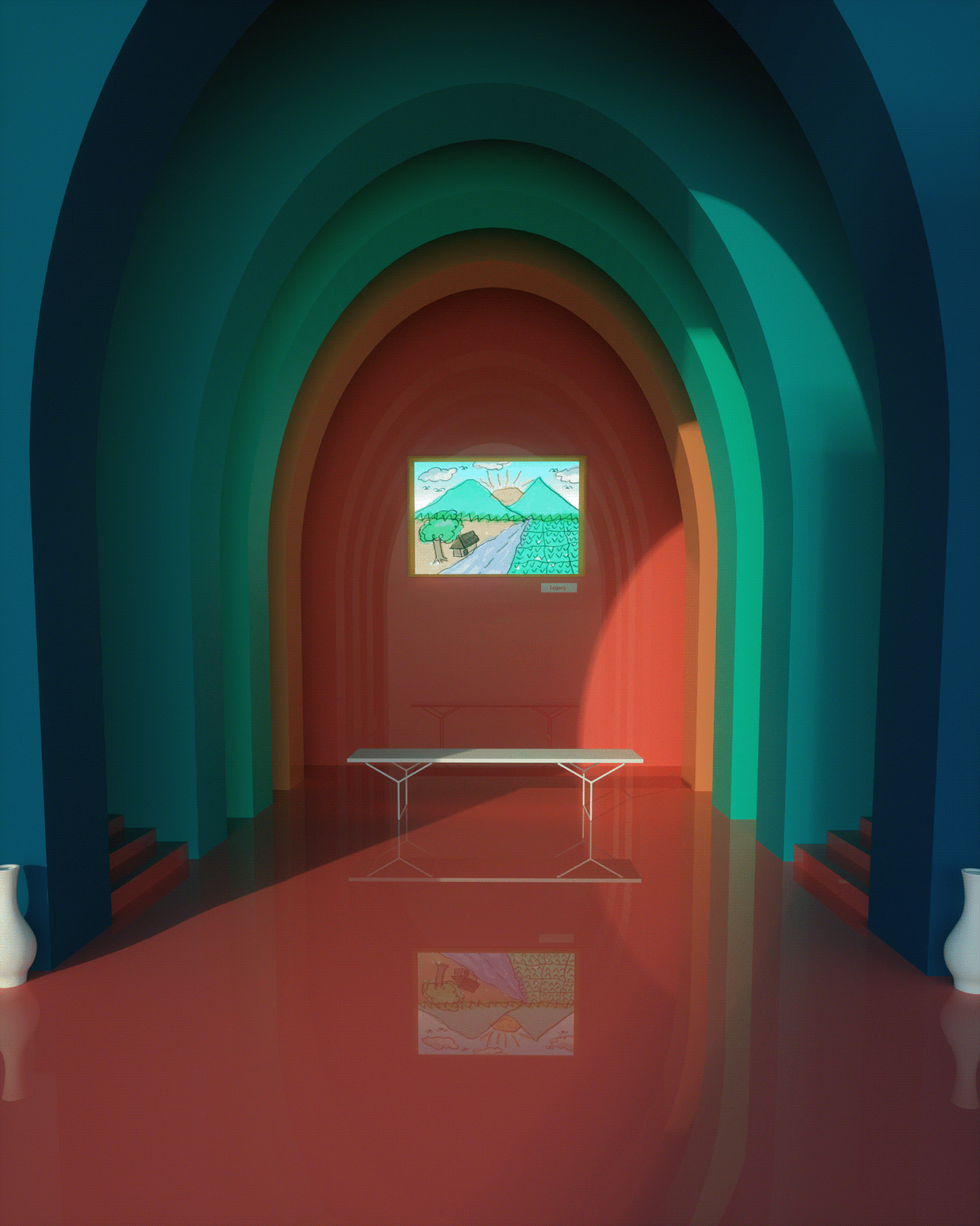 art colorfull design exterior Interior MINI minmalist room surreal
