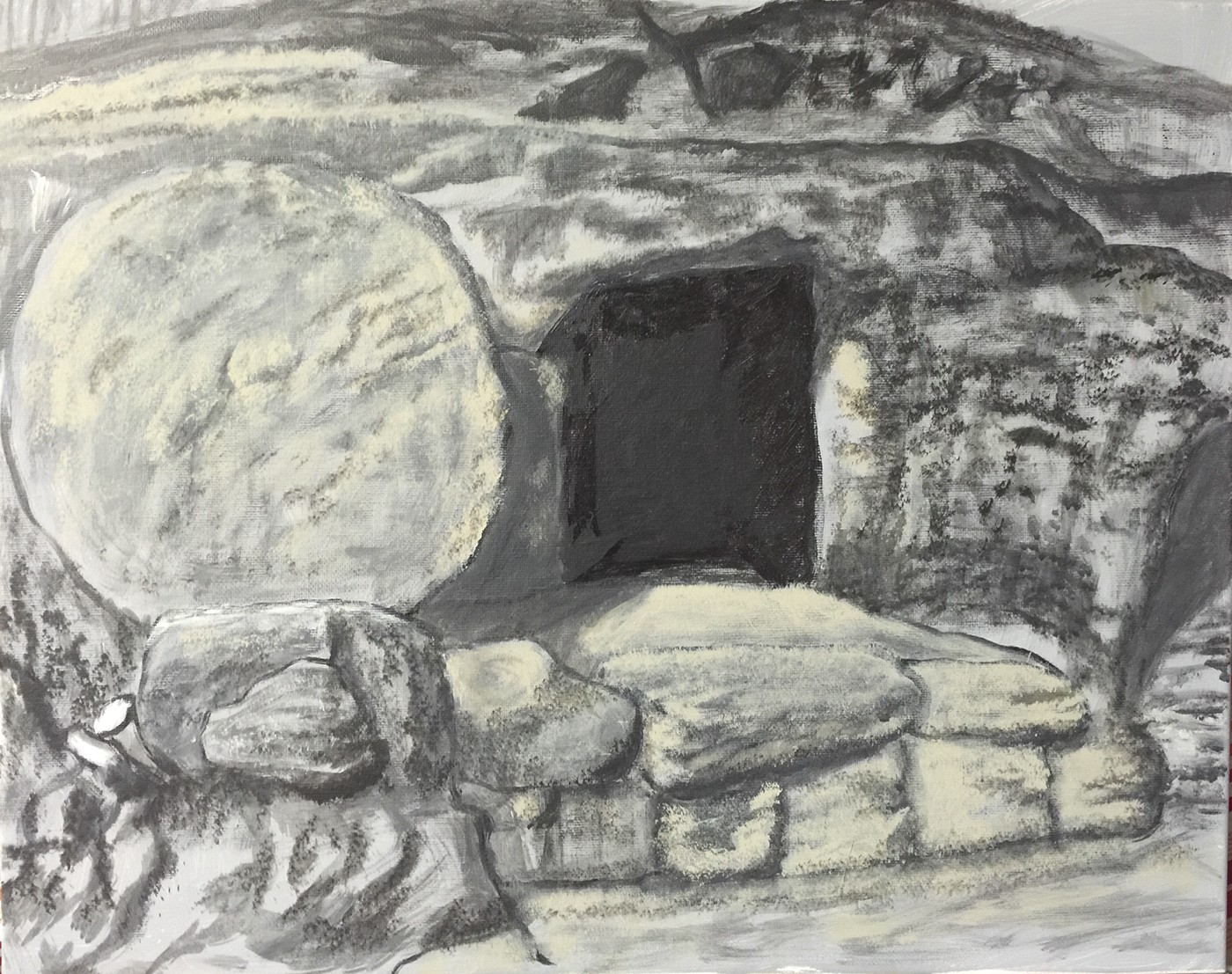 Easter resurrection jesus christ eternal life salvation empty tomb impressionism Landscape contemporary acrylic