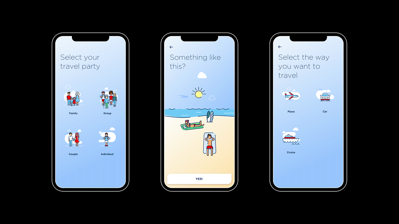 booking app user experience Travel Booking ux motion design ILLUSTRATION  app Fun respectful