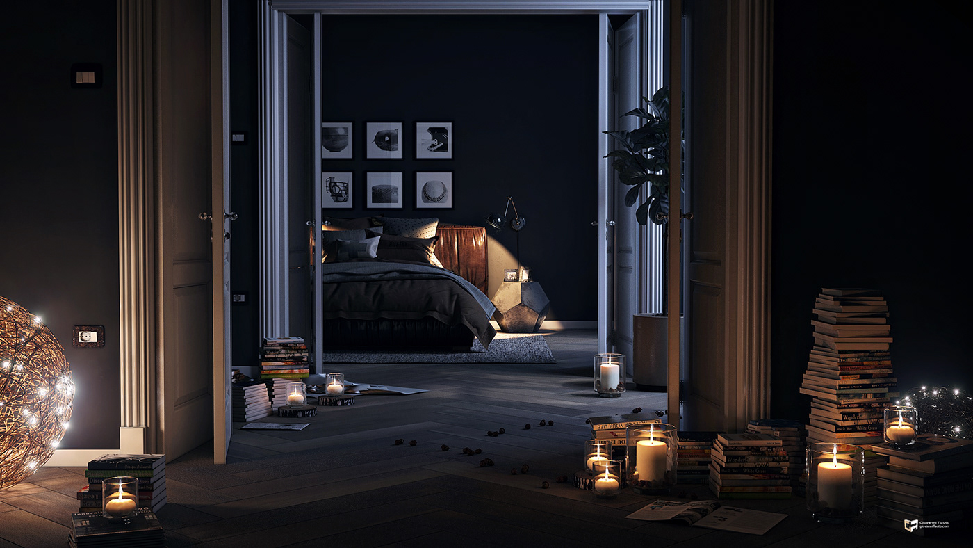Render rendering architecture light interiordesign furnituredesign lovedesign bedroom candlelit candle