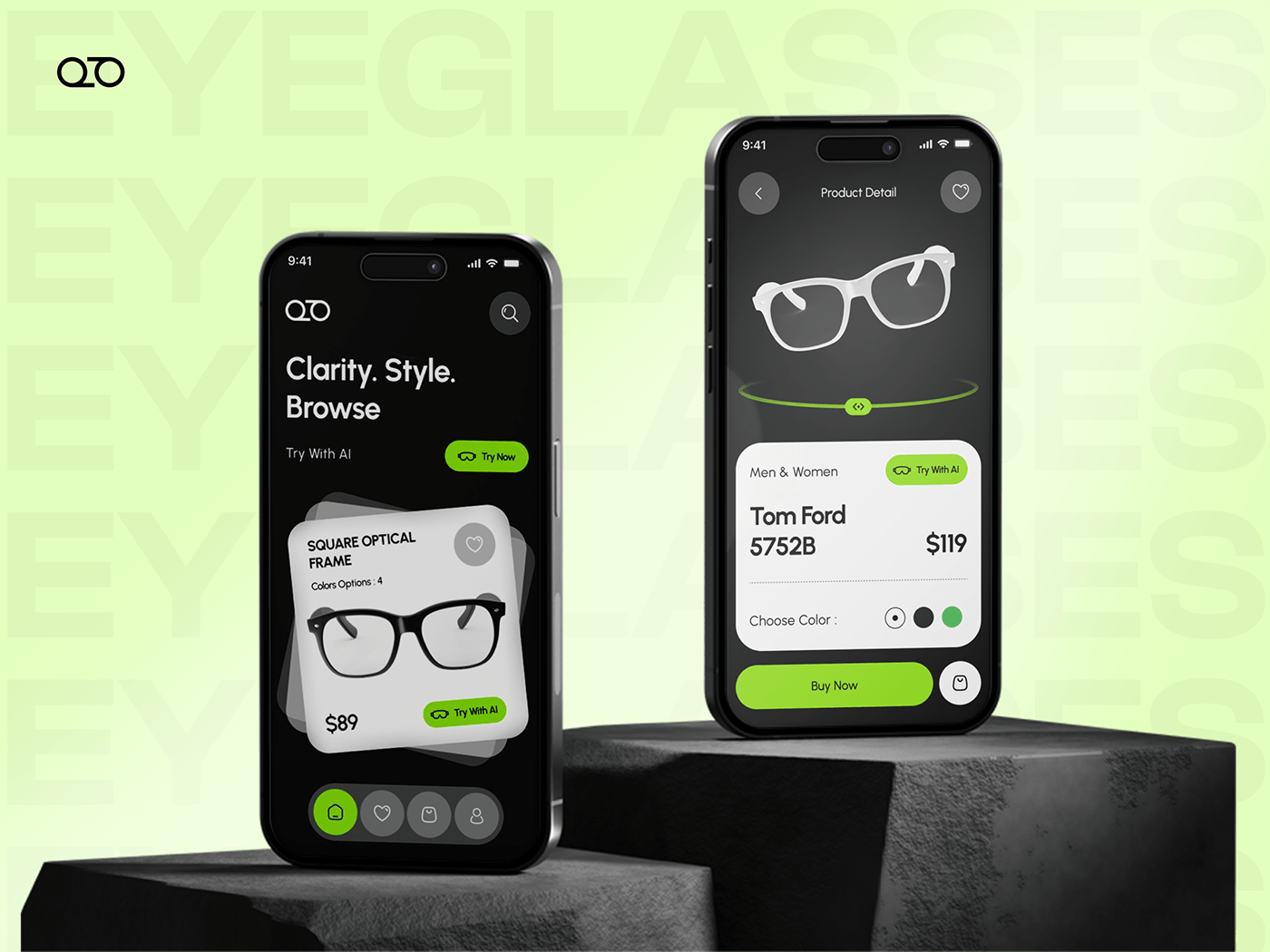 Eyeglass - Eyewear AI Mobile Application UI