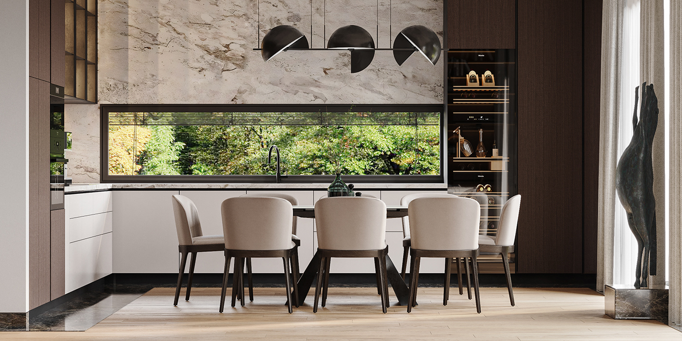 Interior luxury Marble Render wood cattelan gold horse livingroom Minotti