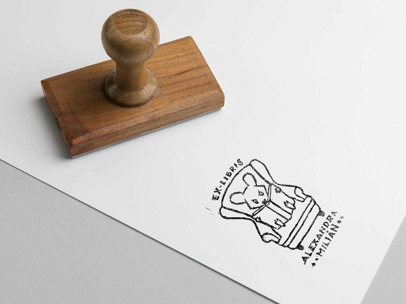 book bookplate carving exlibris mouse