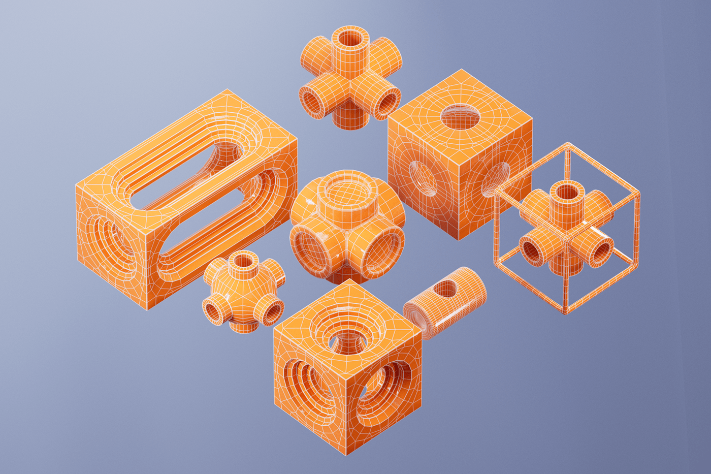cubism 3D models freedownload download pipes kitbash box design toy