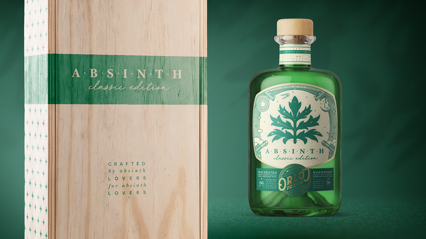 absinth alcohol amoth beverage branding  Czech Republic graphic design  Label visual identity amothstudio