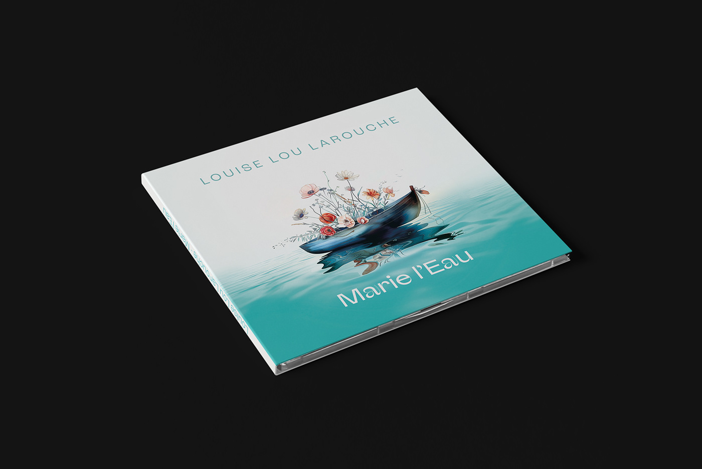 Poetry  book album cover graphic design  minimalist Minimalism boat Flowers teal