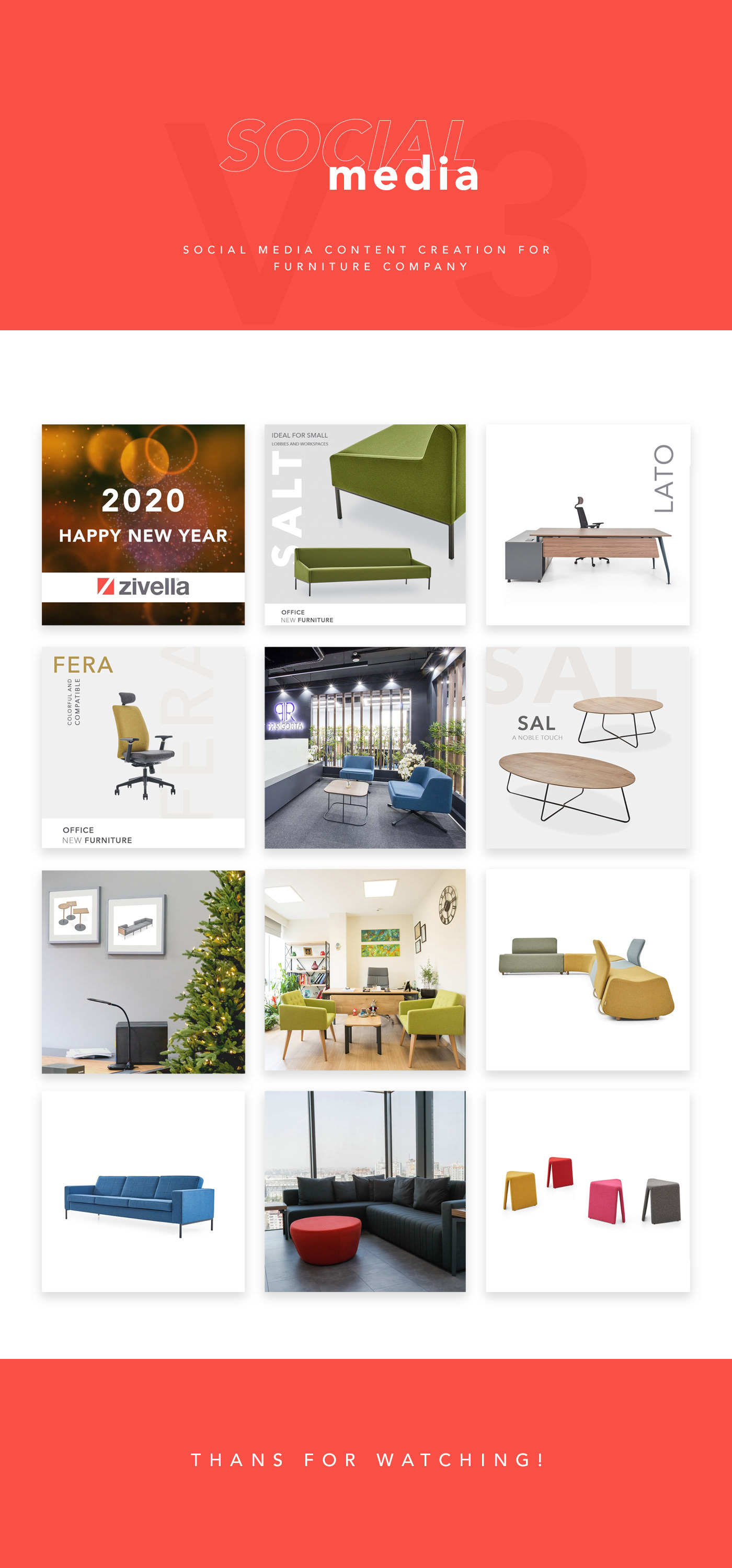 socailmedia instagram furniture 2020newyear post Clean Design branding  typography   motiongraphics