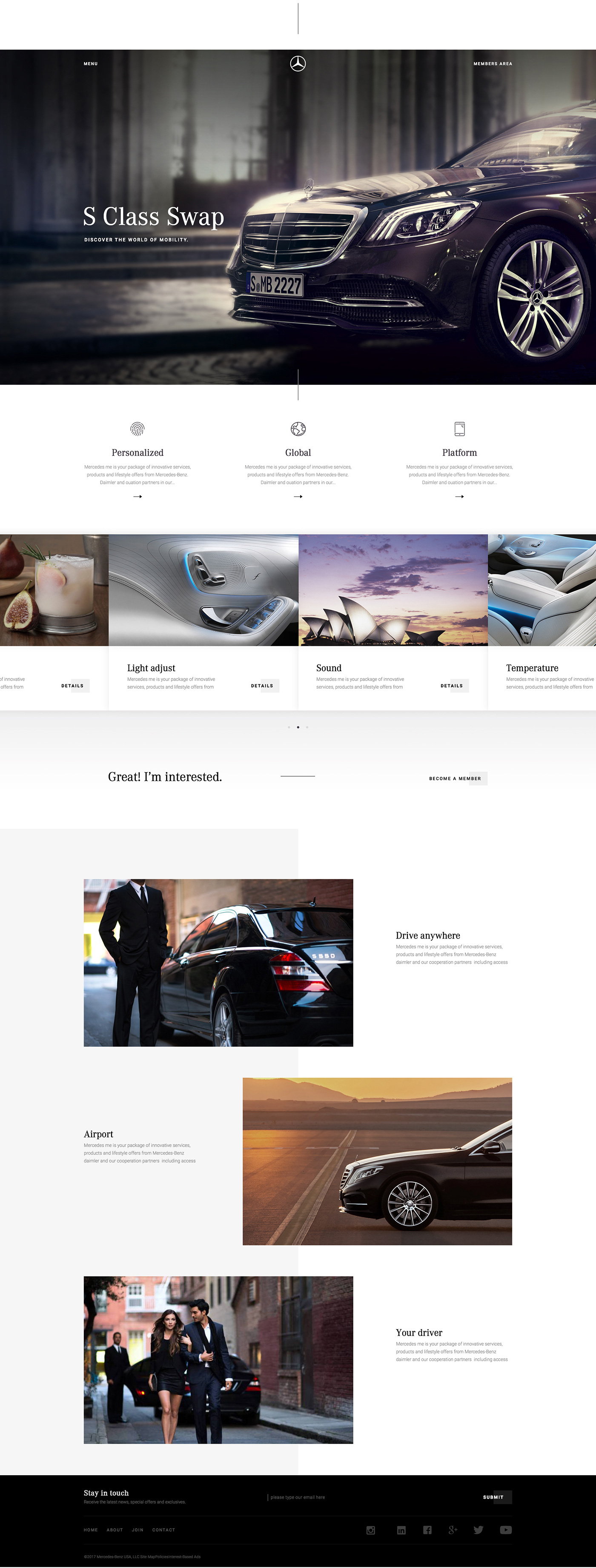mercedes car Web Web Design  minimal Minimalism black and white UI ux flat