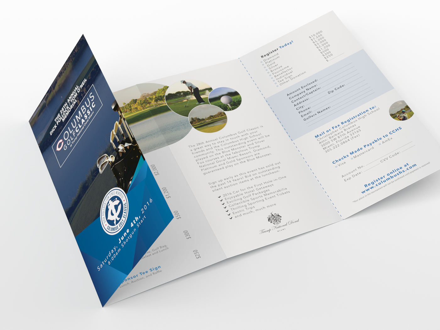 golf classic brochure registration sponsor Trump National miami design graphic design  print design 