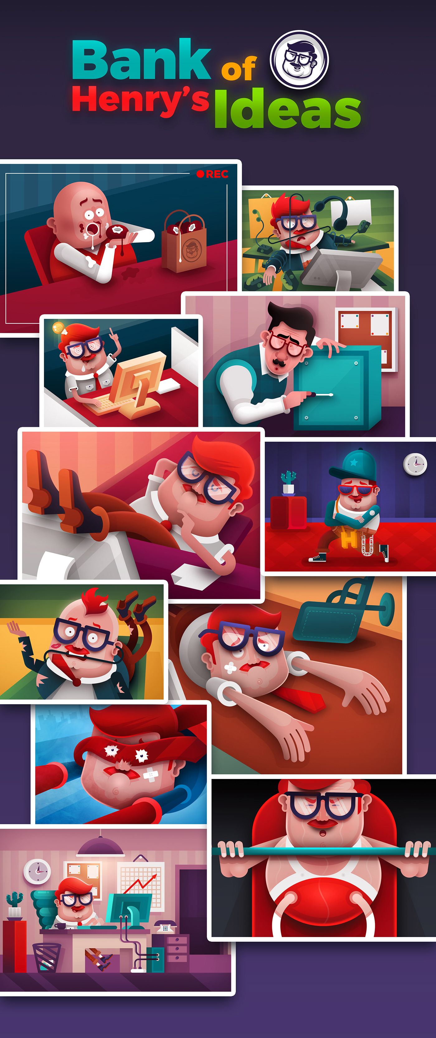 Character design  colorful funny gamification ILLUSTRATION  Island Office pirates poster Super Hero