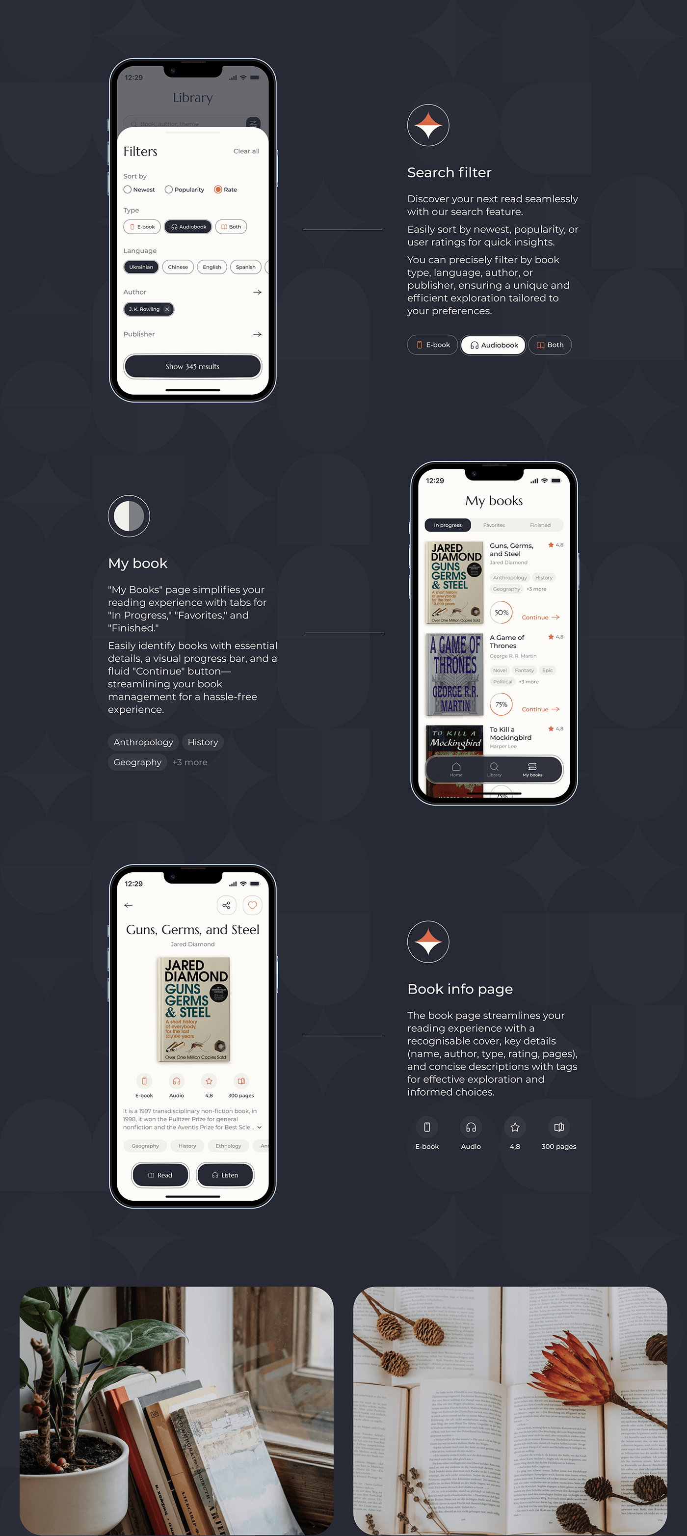 book Reading app app design UI/UX flat minimal Logotype Brand Design user interface