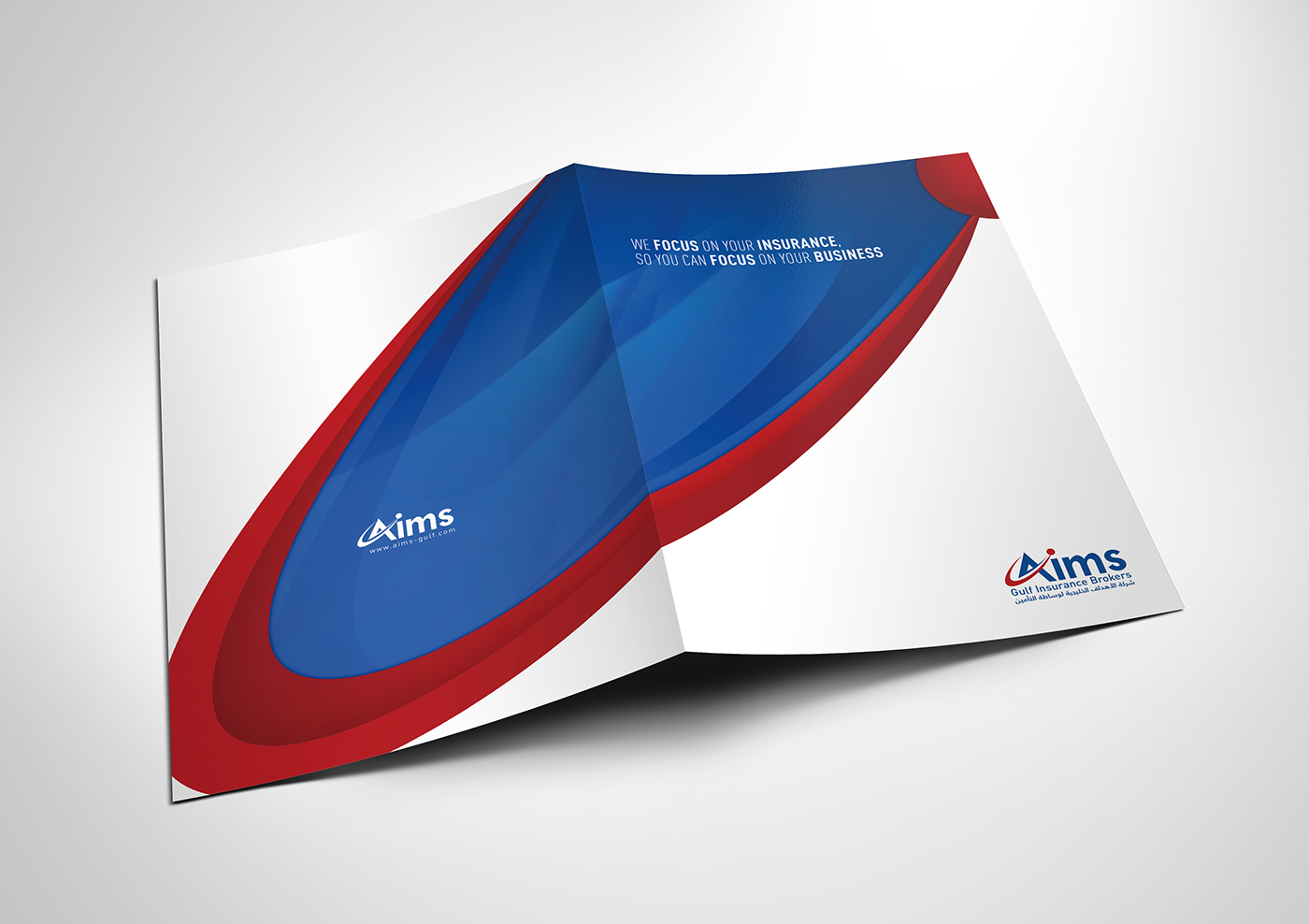 AIMS gulf insurance Insurance brokers letterhead business card envelope folder design memo pad