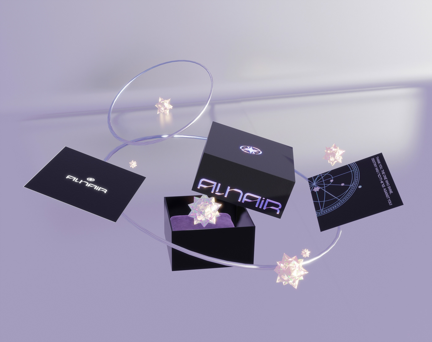blender brand identity branding  design graphic design  jewelry stars universe Mockup Packaging