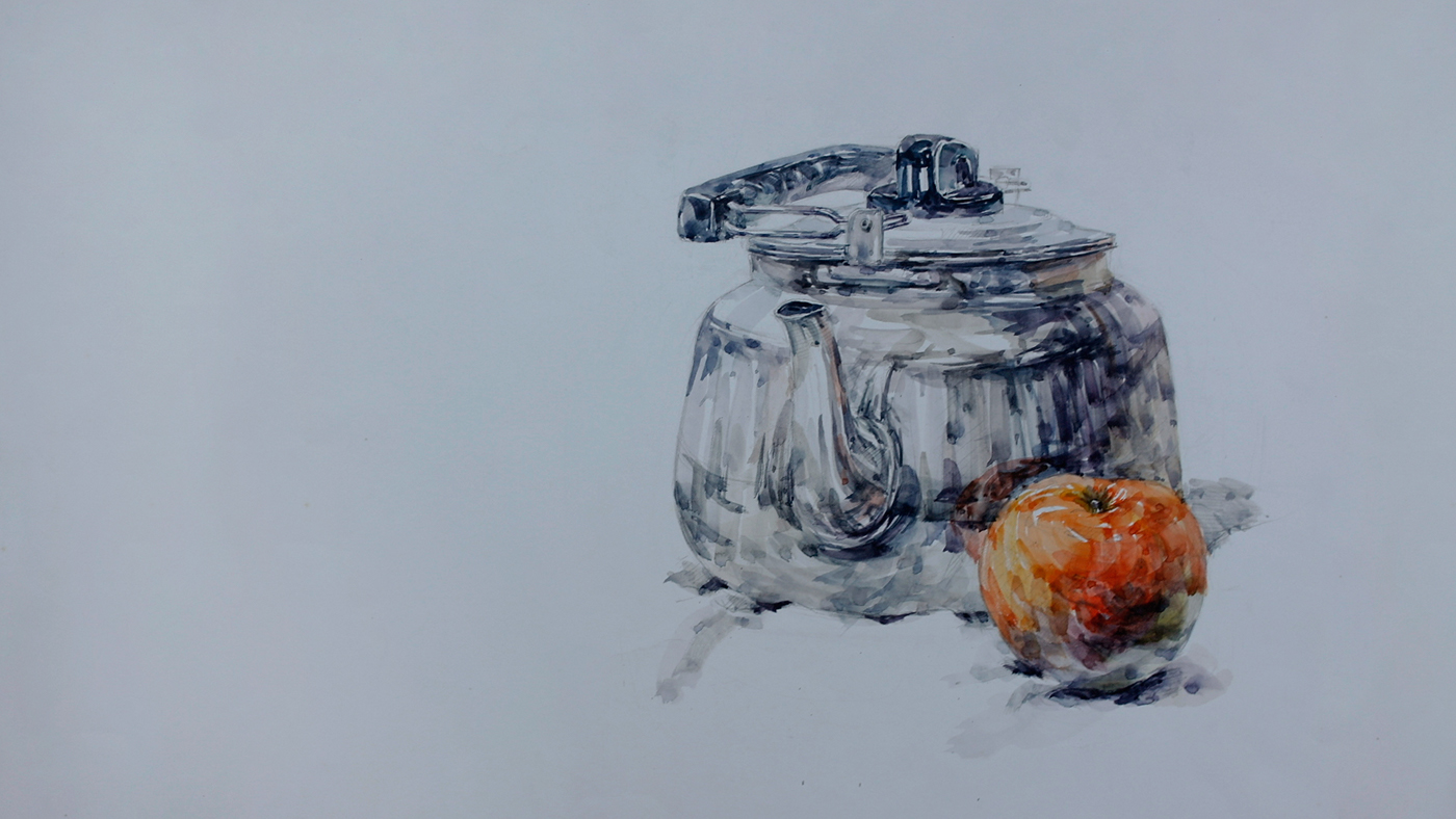 pot apple object watercolor Practice art texture