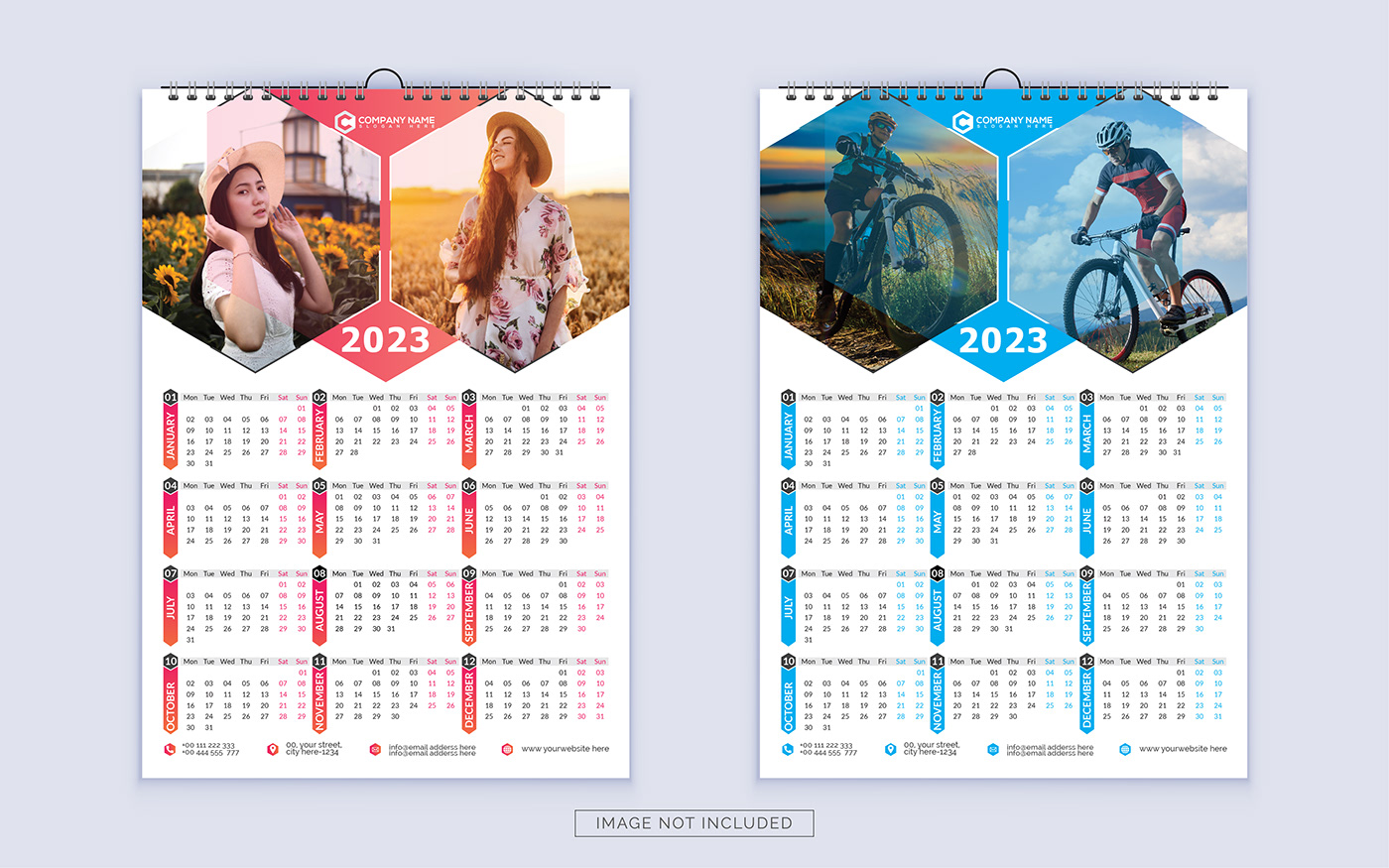 Wall Calendar 2023 - One Page Calendar Design - Single Page Calendar - 12 months Calendar

